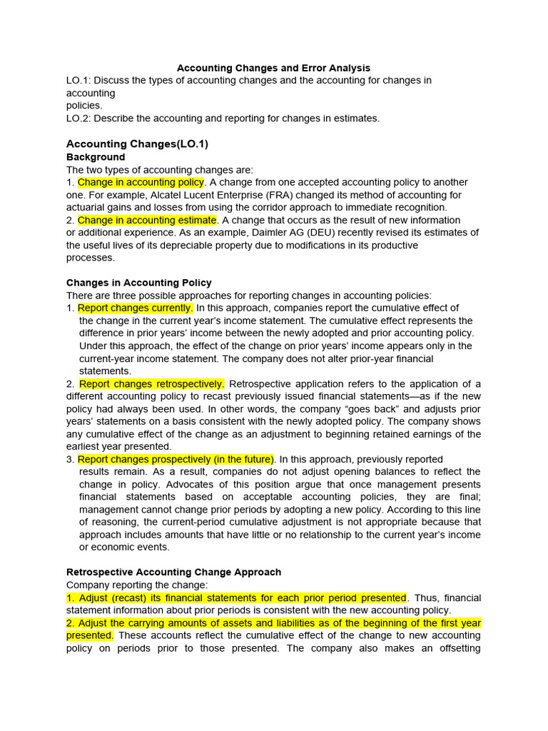 Accounting Changes: Policies & Estimates | PDF | Revenue | Financial ...
