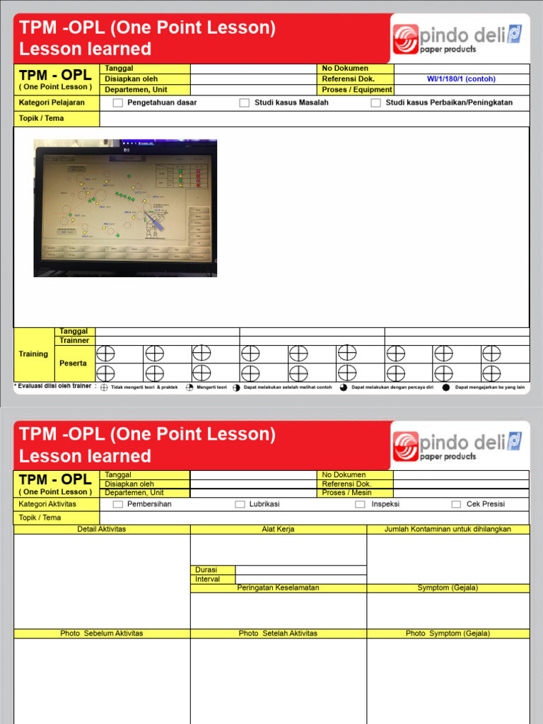 Format OPL untuk Pelatihan TPM | PDF