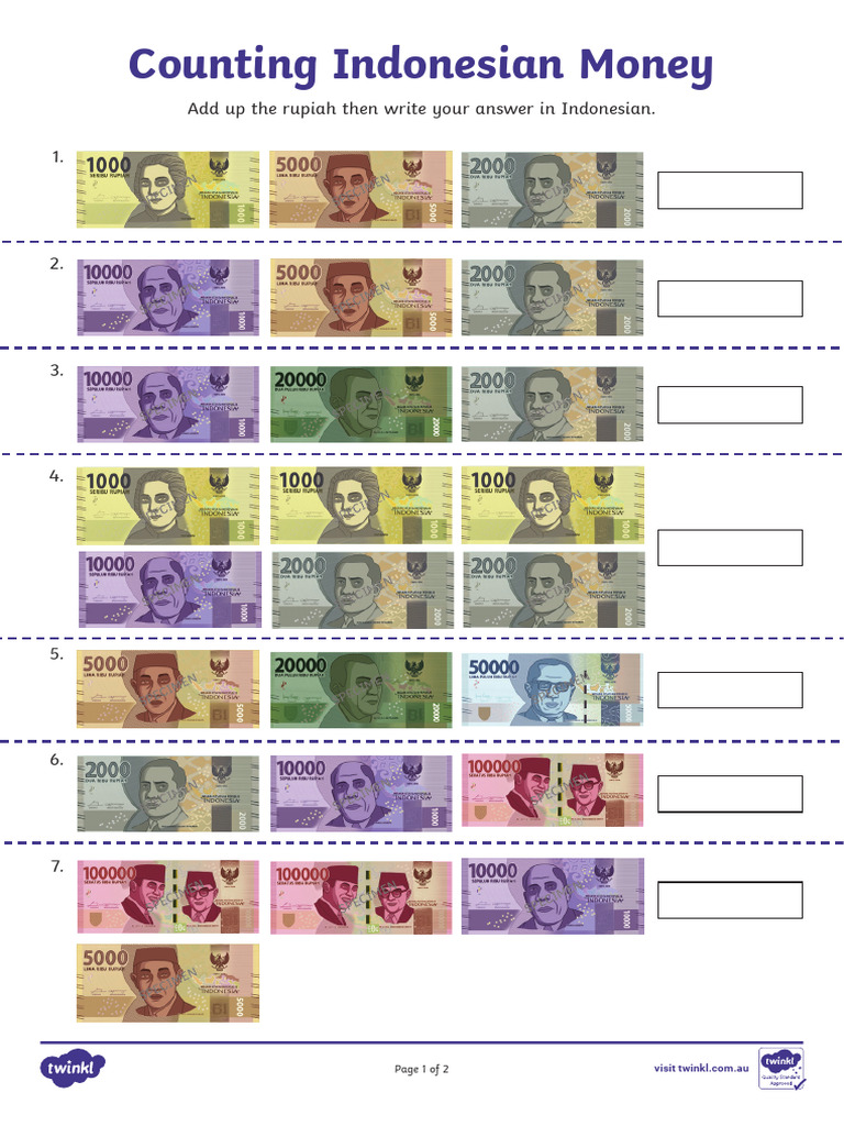 Indonesian Money Counting Exercise | PDF