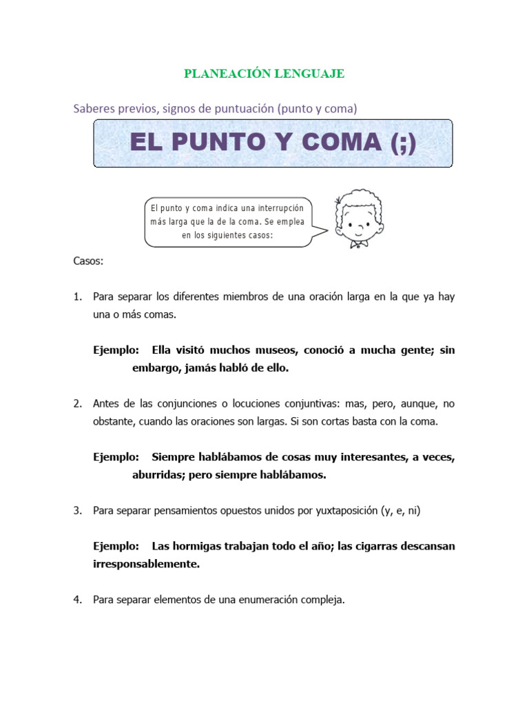 Uso del Punto y Coma en Oraciones | PDF