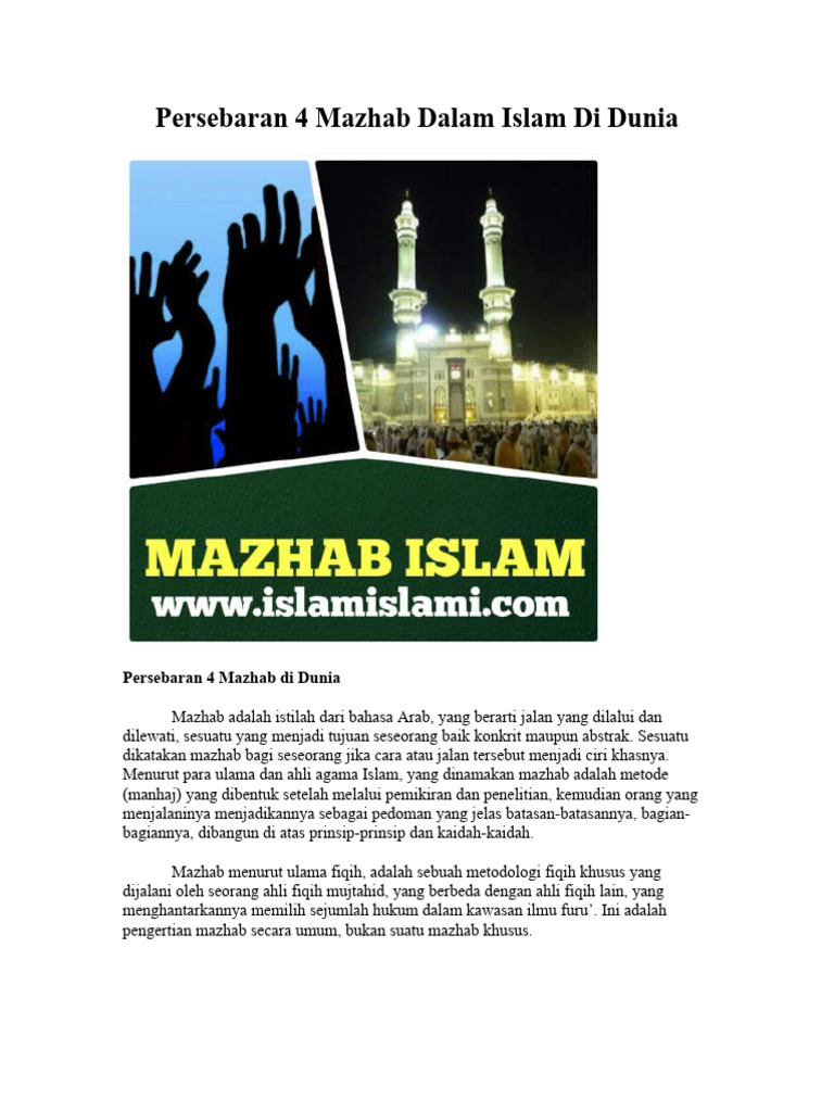 Persebaran 4 Mazhab Islam di Dunia | PDF | Karier & Perkembangan