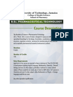BSc. in Pharmaceutical Technology Course of Study Overview