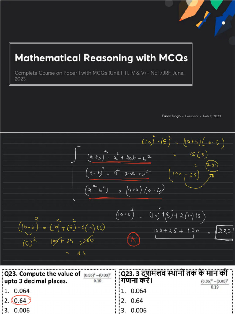 Mathematical Reasoning With MCQs With Anno 1676096727721 | PDF