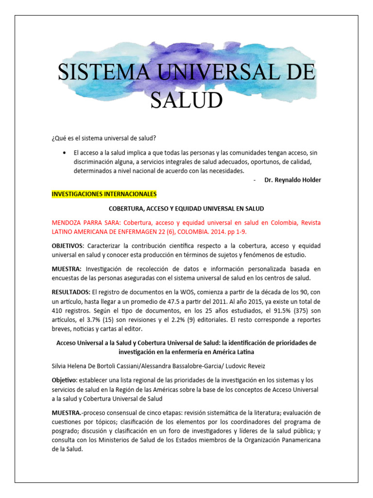 Sistema Universal De Salud Pdf