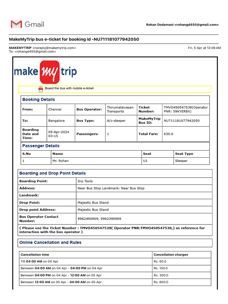 Makemytrip bus e ticket for booking id nu711181077942050 pdf bus