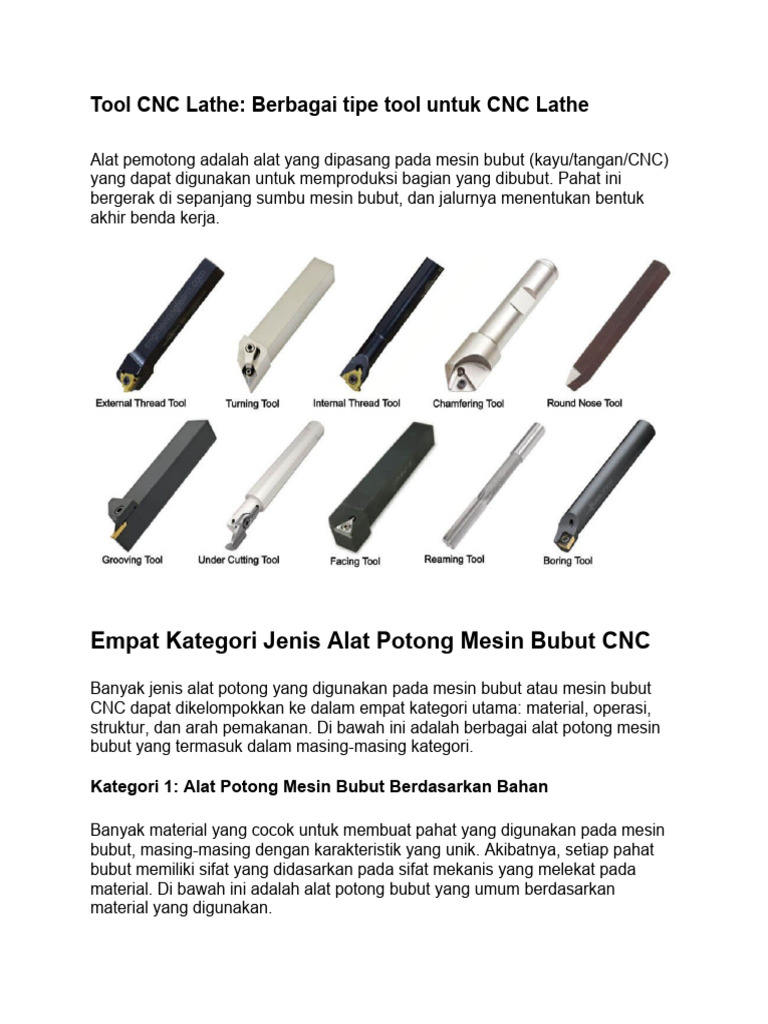 Jenis Alat Potong Mesin Bubut CNC | PDF | Griya & Taman