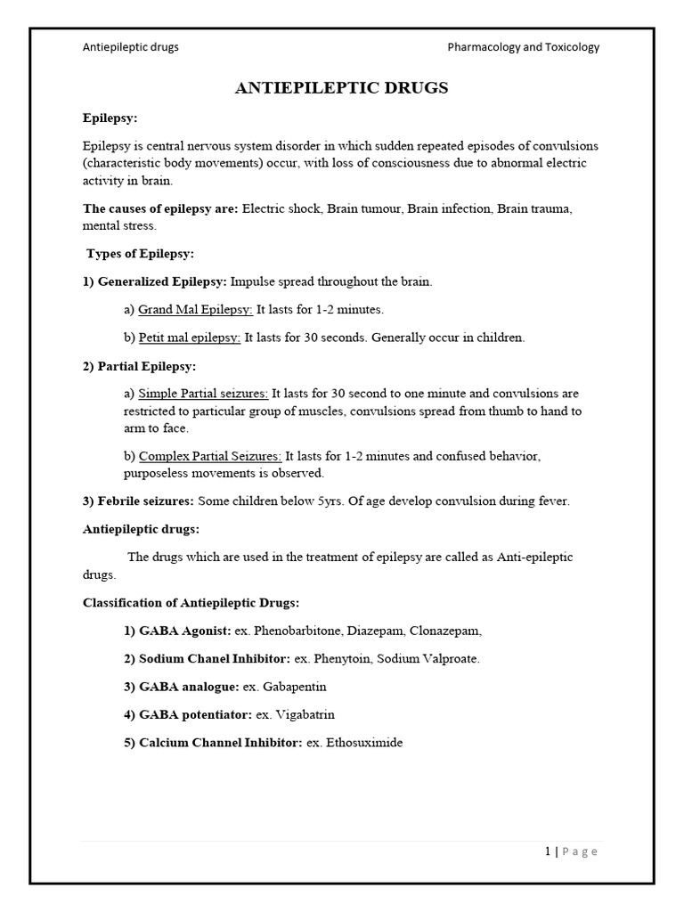 Antiepileptic Drugs | PDF | Epilepsy | Clinical Medicine