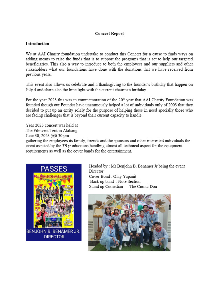 Documentation of Concert For A Cause | PDF | Economies