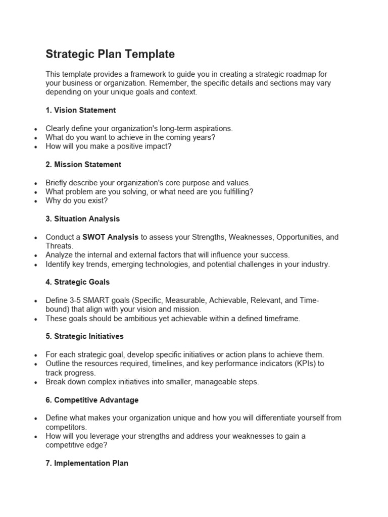 Strategic Plan Template | PDF | Strategic Management | Strategic Planning