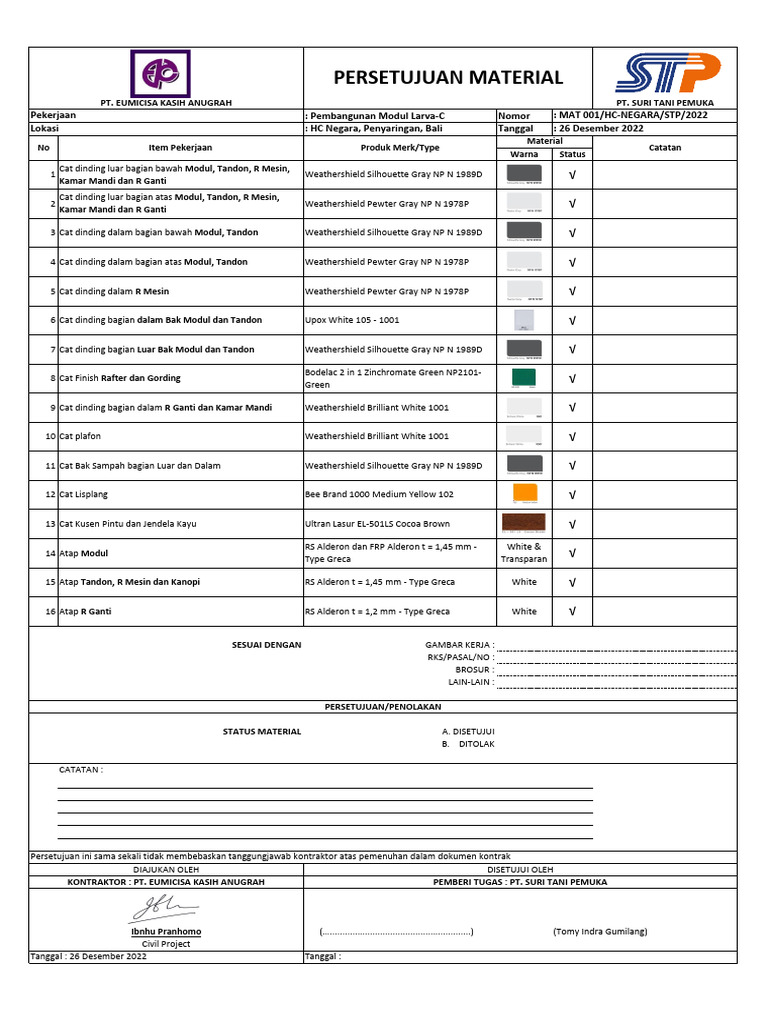 Approval Material - HC Negara | PDF