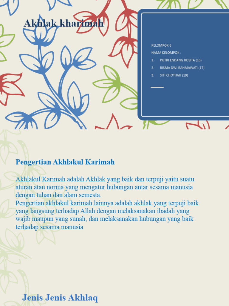 Pengertian dan Ciri Akhlakul Karimah | PDF