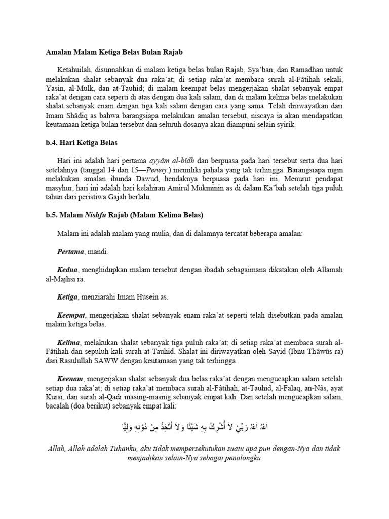 Amalan Malam dan Hari Rajab | PDF
