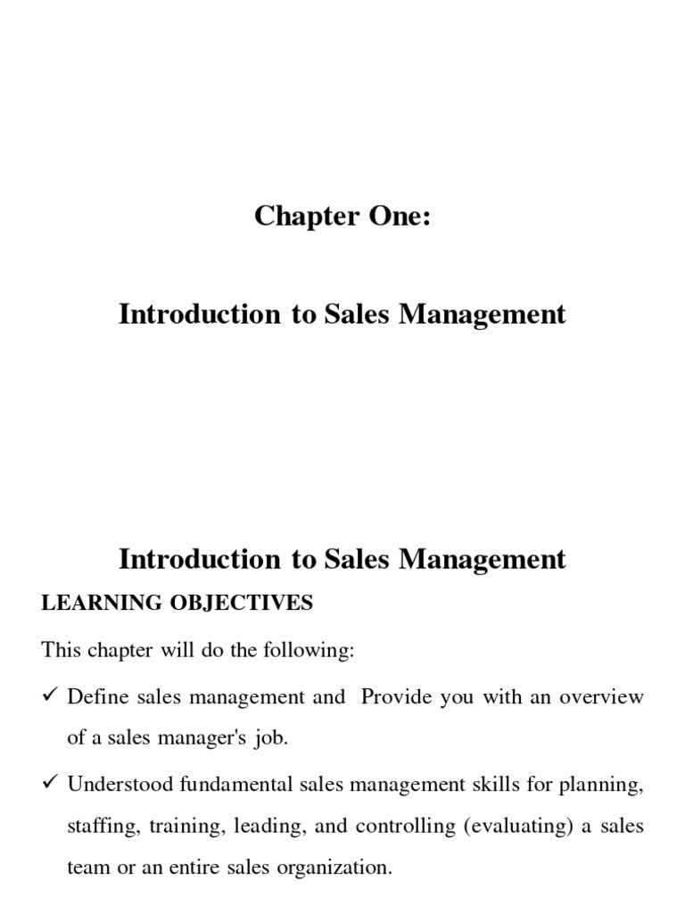 Overview of Sales Management Functions | PDF | Sales | Goal