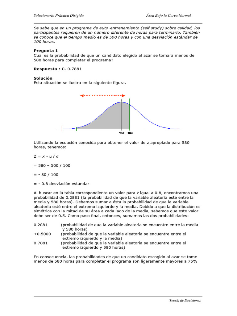 Solucionario Area Bajo La Curva Normal | PDF | Desviación Estándar ...