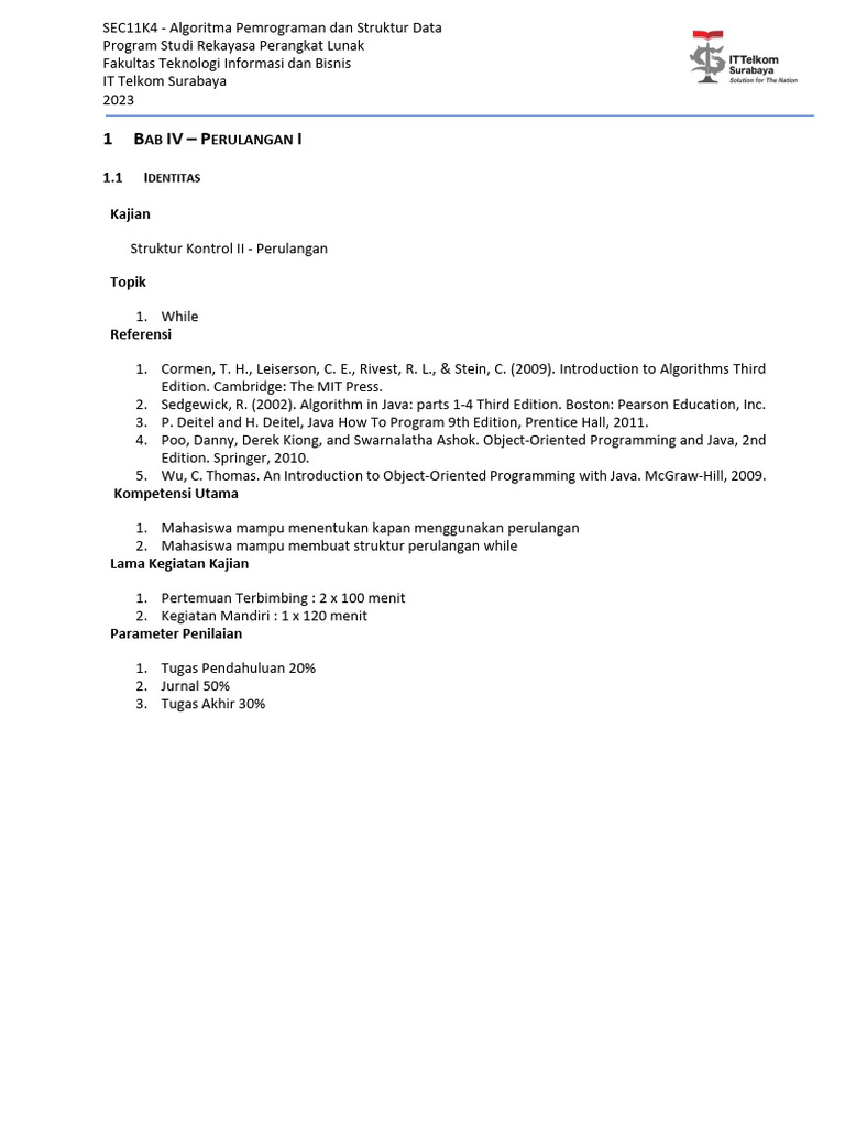 Algoritma Perulangan dan Struktur Data Java | PDF
