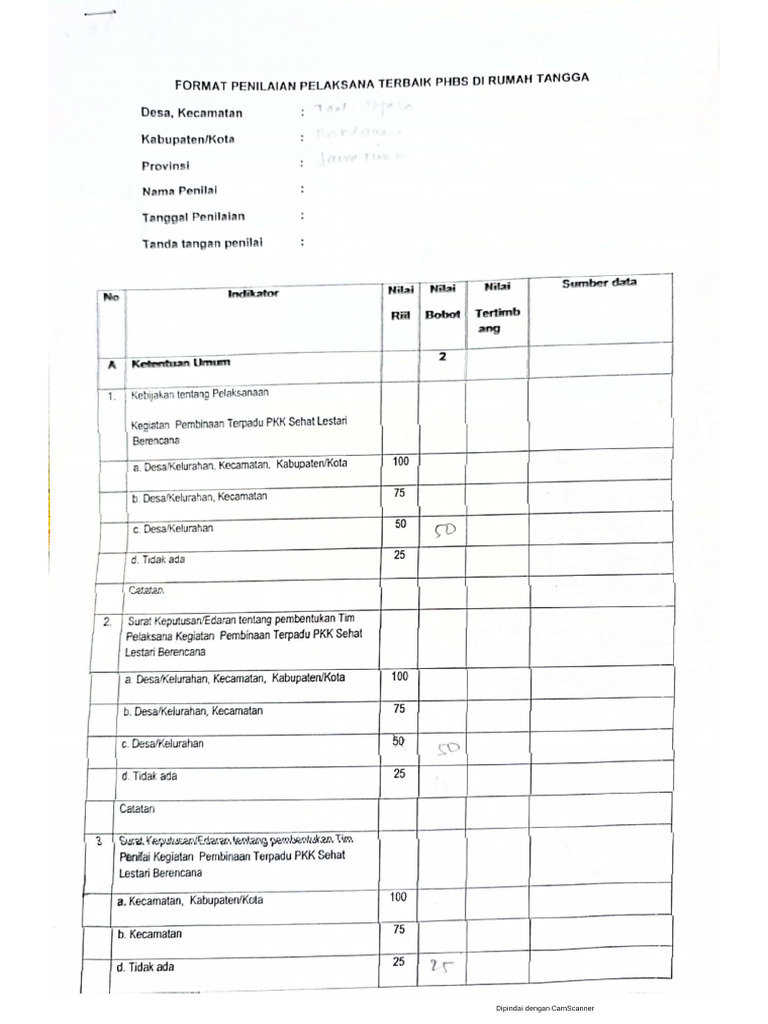 Format Penilaian Phbs Pdf