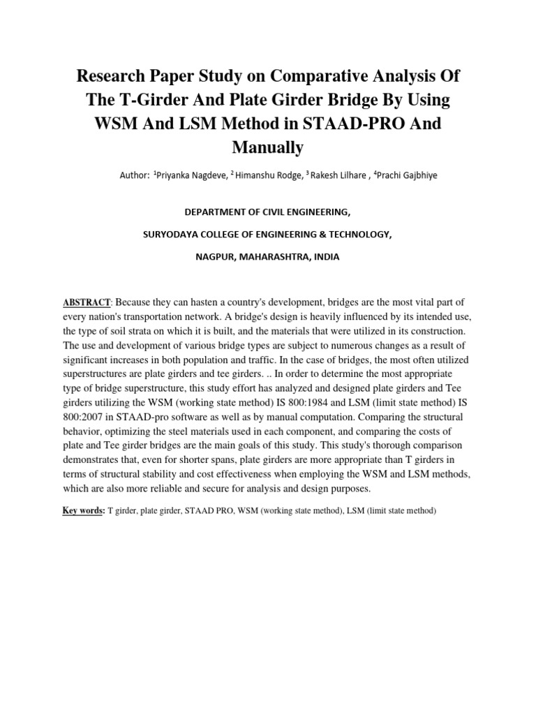 Comparative Study of T-Girder vs Plate Girder | PDF | Strength Of ...