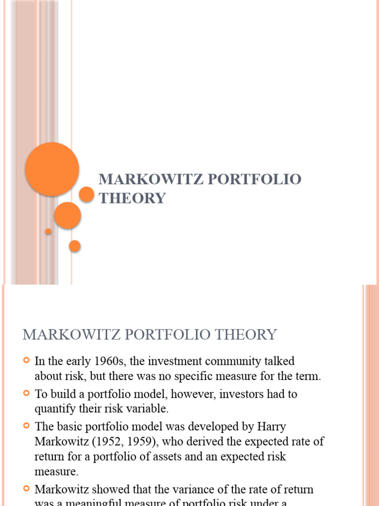 Markowitz Portfolio Risk Formula Explained | PDF | Modern Portfolio ...