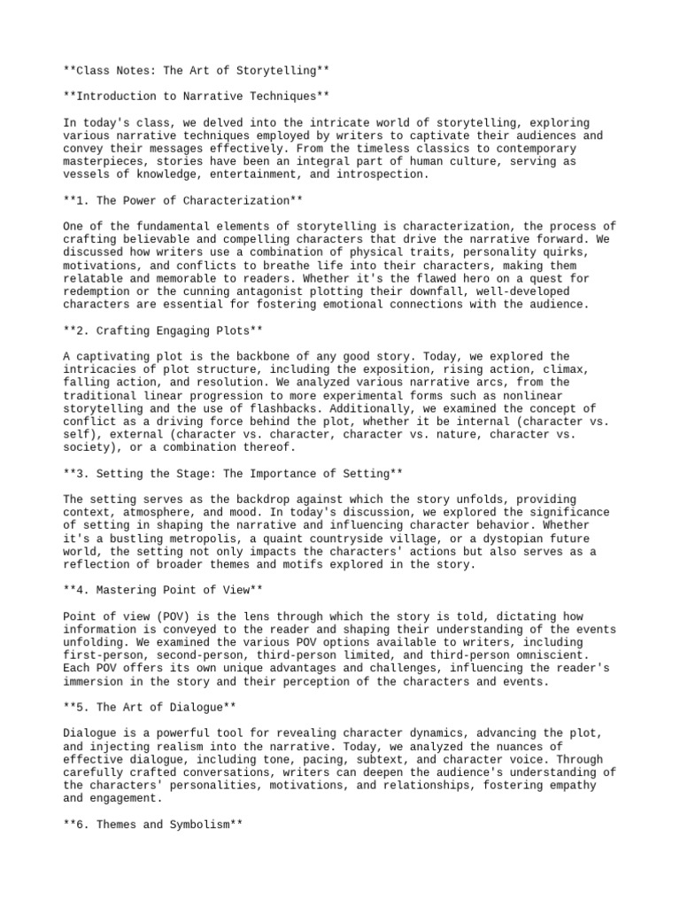 Mastering Storytelling Techniques | PDF | Narration | Narrative