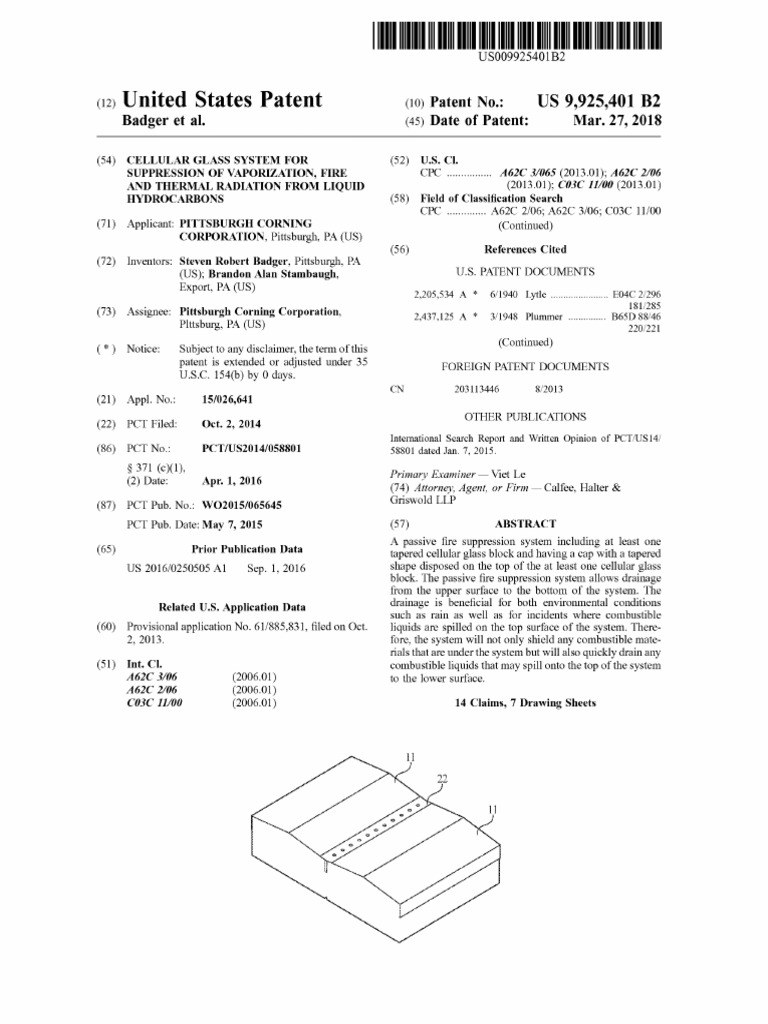 US99254019 (US Patent - Cold Spill Protection - Catch Basin Fire ...