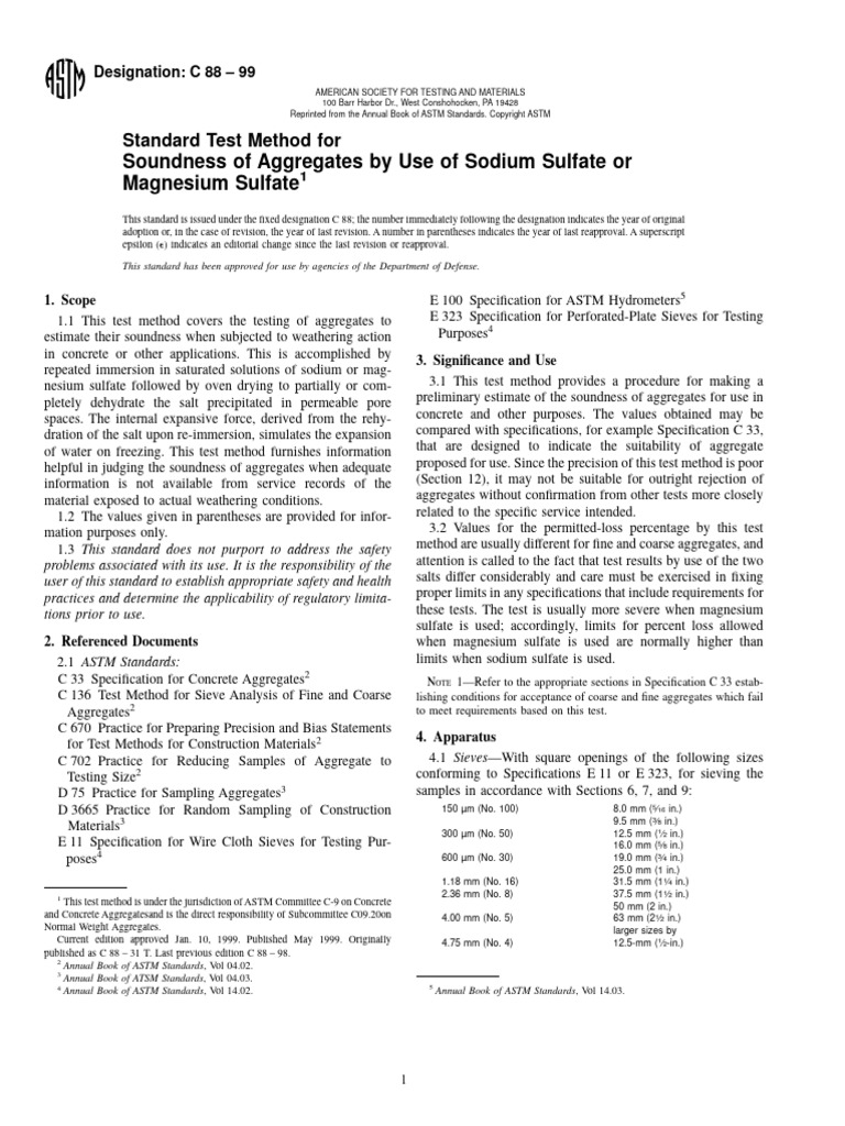 Astm C88-99 | PDF | Salt (Chemistry) | Chemistry
