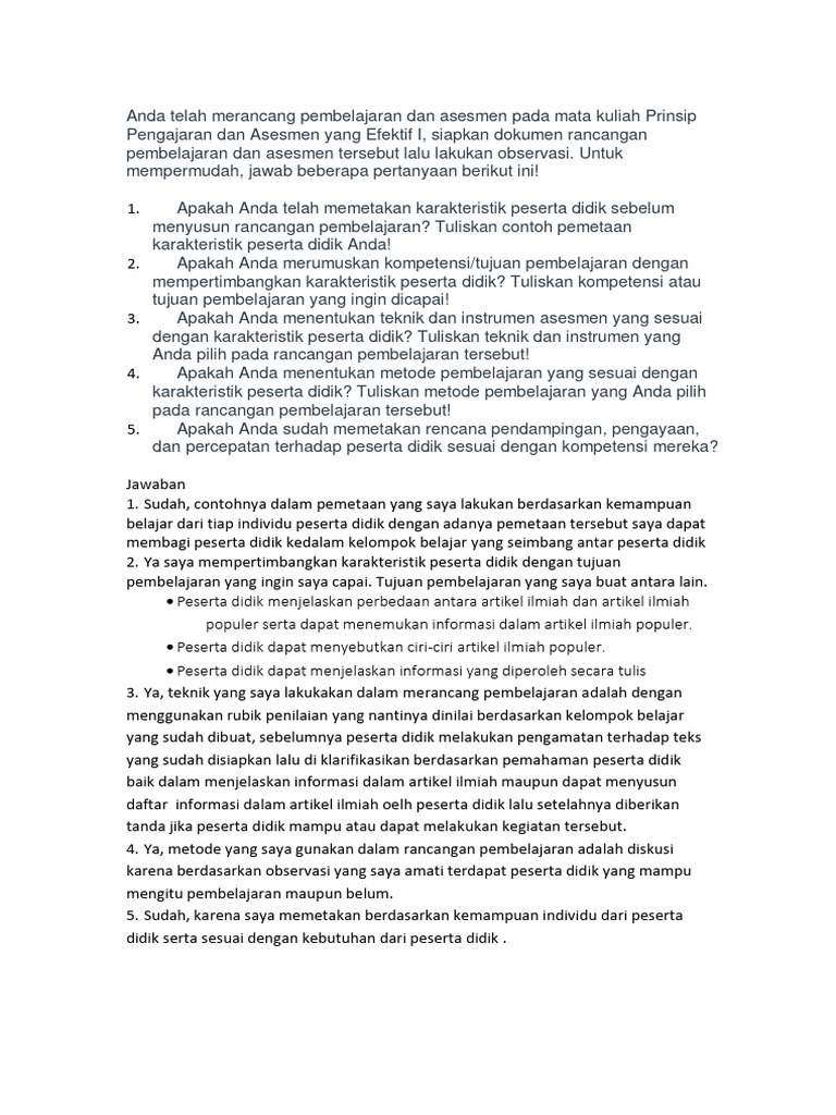 Rancangan Pembelajaran PPA 2 Modul 1 | PDF