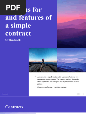 Reasons for and featured of a simple contract