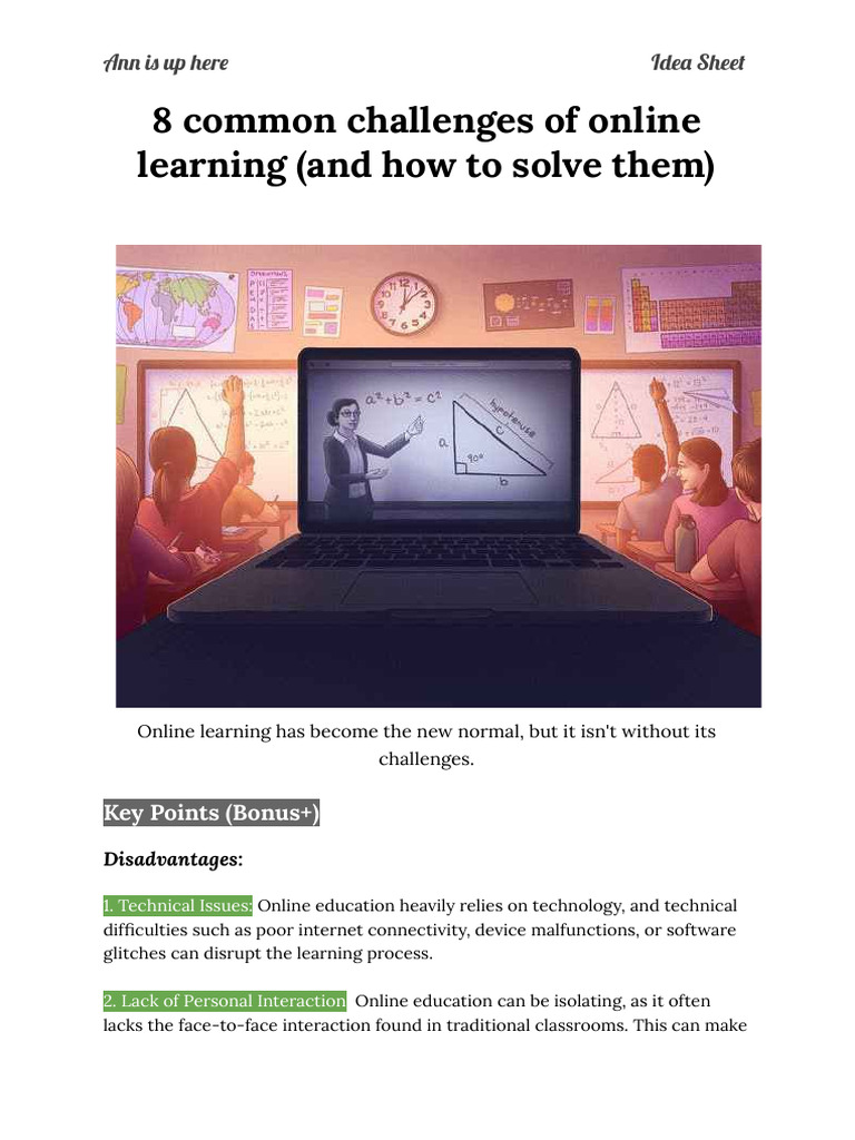 8 Challenges of Online Learning Solutions | PDF | Distance Education ...