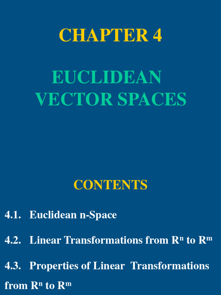 Chapter 4. Euclidean Vector Spaces | PDF | Eigenvalues And Eigenvectors ...