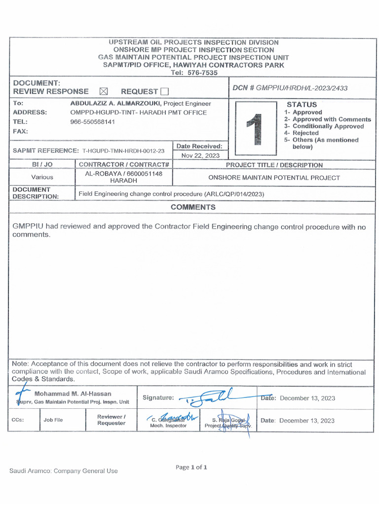 Field Engineering Change Control Procedure | PDF | Justice | Crime ...