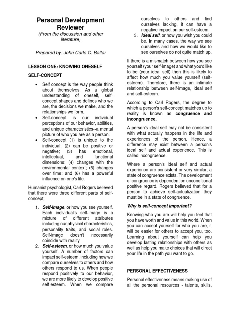 Understanding Self-Concept and Growth | PDF | Self Esteem | Self Concept