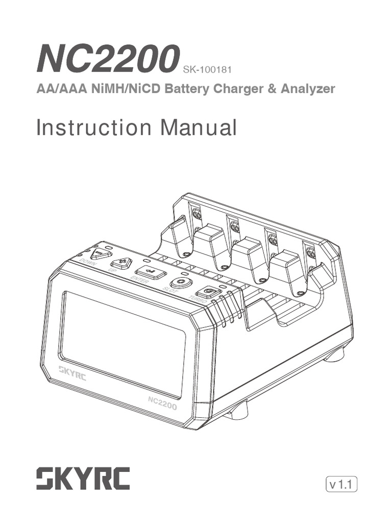 SkyRC NC2200 Charger Manual | PDF | Rechargeable Battery | Battery Charger