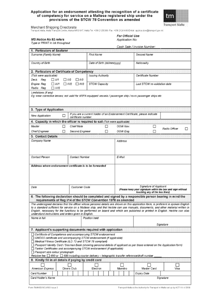 Application For An Endorsment Attesting Recognition of A Certificate of ...