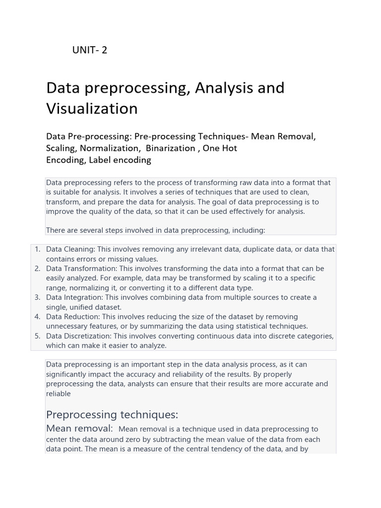 Data Preprocessing Techniques Explained | PDF | Mean Squared Error ...