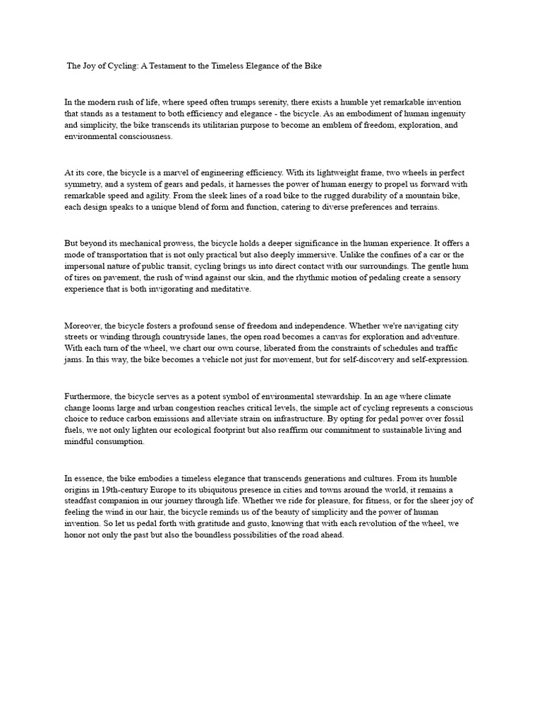 The Joy of Cycling | PDF | Transport