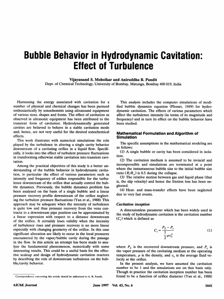Turbulence Effects on Cavitation Bubbles | PDF | Fluid Dynamics ...