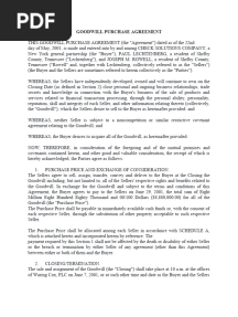 Goodwill Purchase Agreement