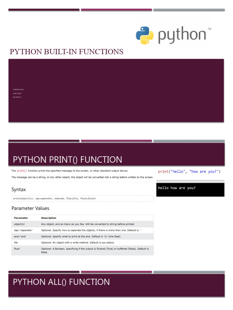 Python Built-In Functions | PDF