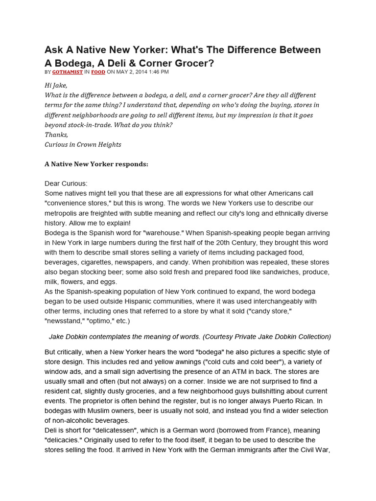 Ask a native new yorker pdf grocery store delicatessen