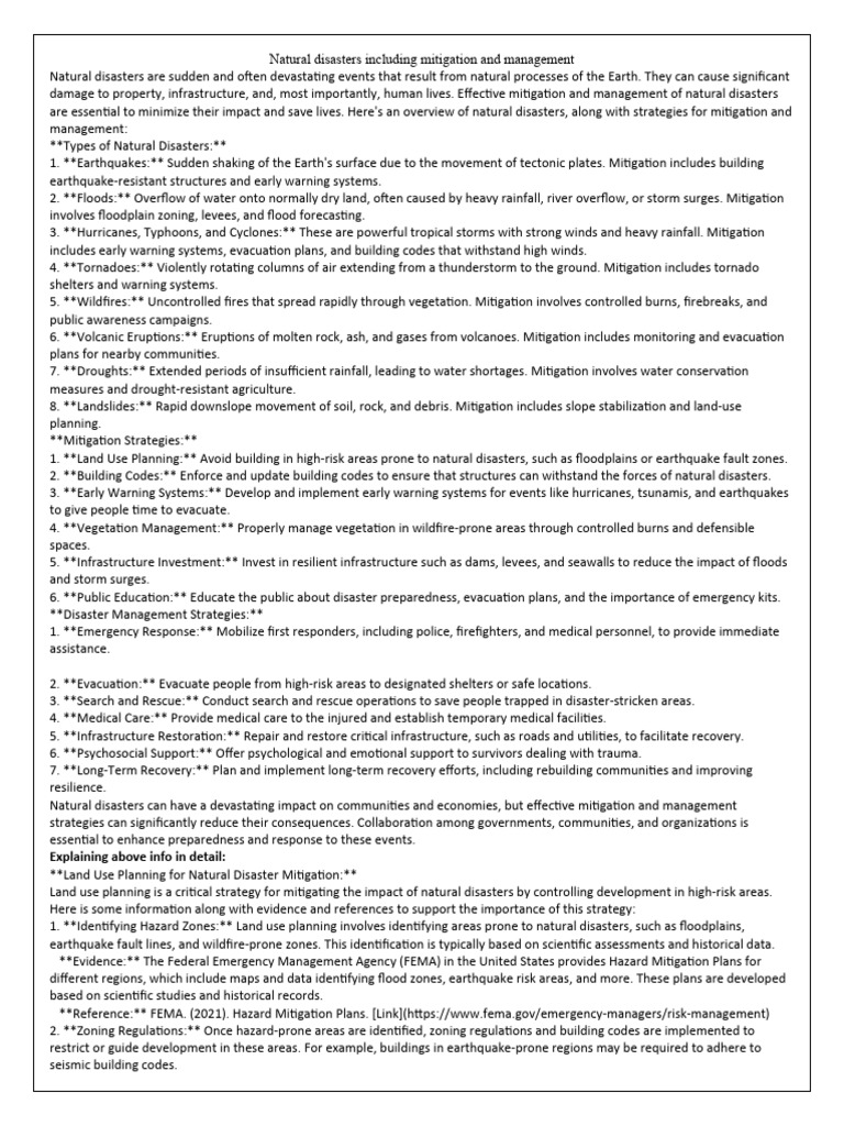Natural Disasters Including Mitigation And Management Download Free