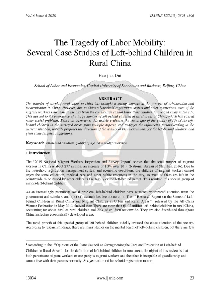 Left-Behind Children in Rural China | PDF | Migrant Worker | Mental Health