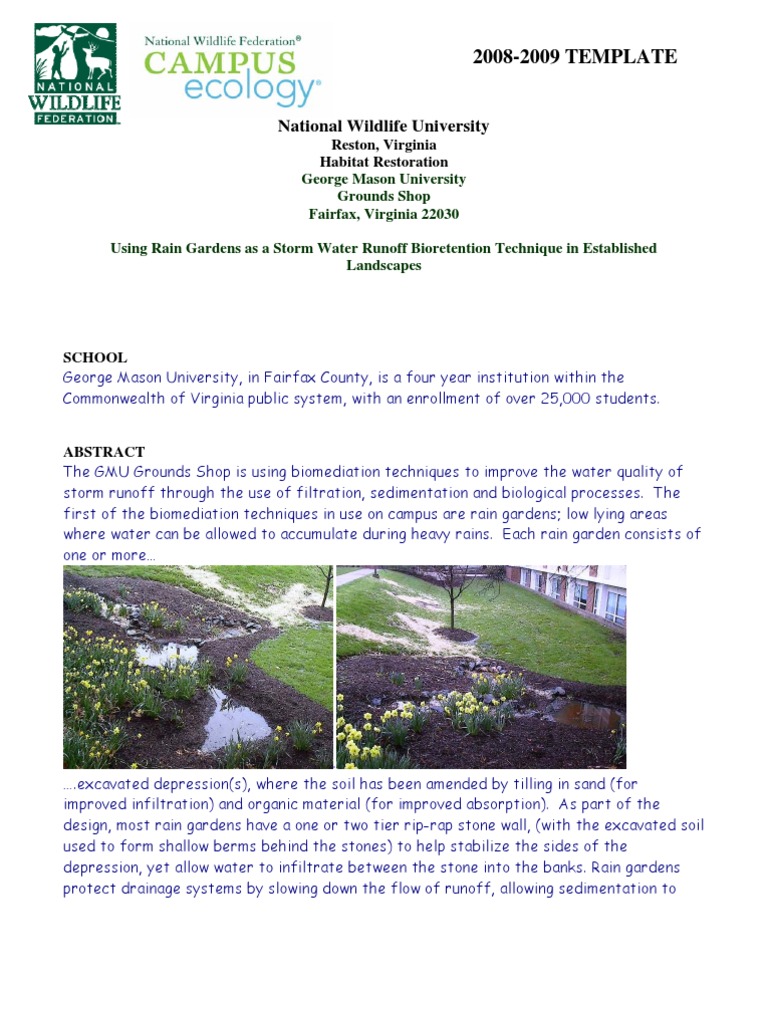Using Rain Gardens As A Storm Water Runoff Bioretention Technique
