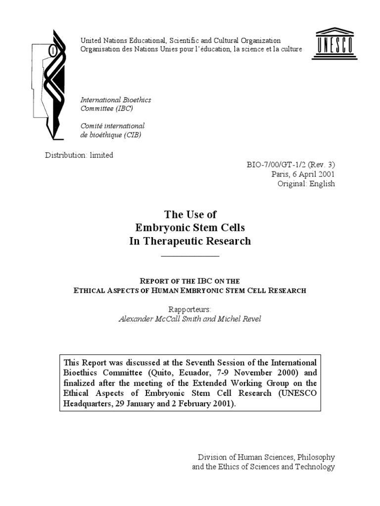 The Use of Embryonic Stem Cells in Therapeutic Research | PDF ...