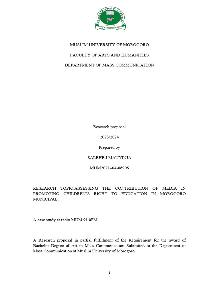 Research Proposal Pdf Sampling Statistics Questionnaire