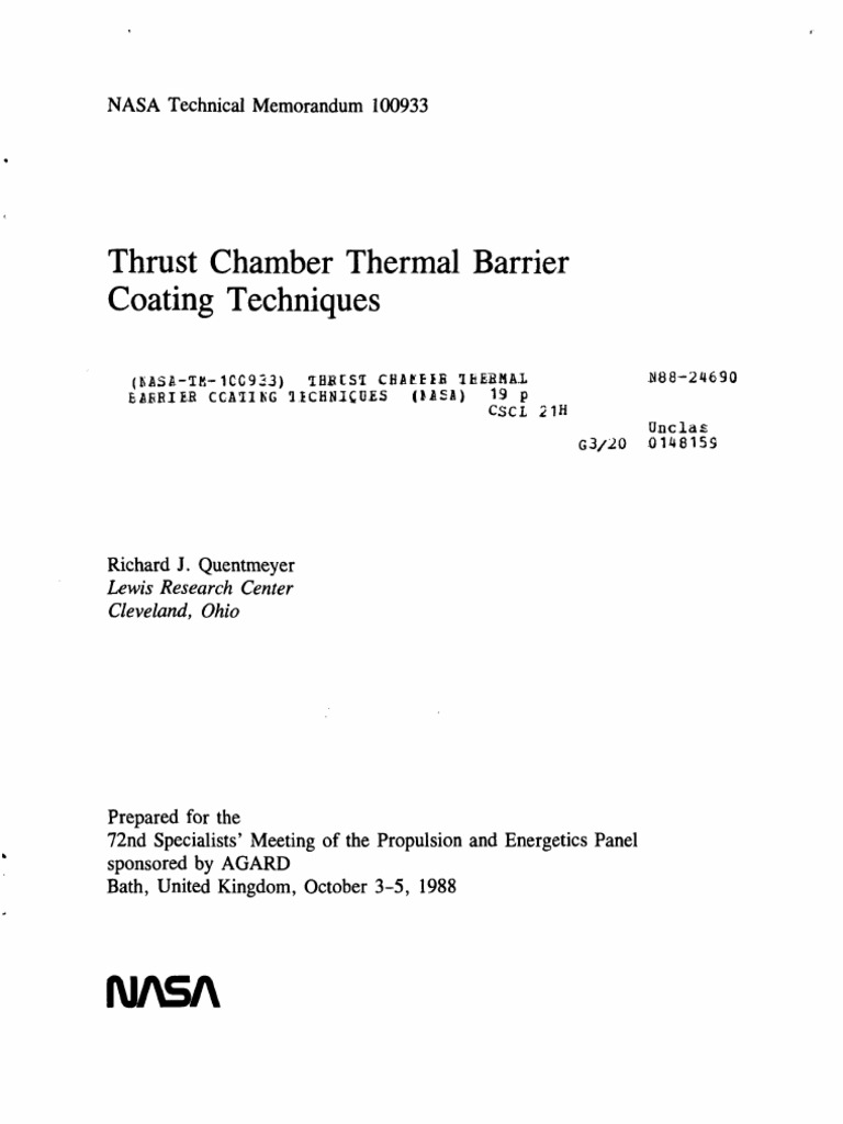 Thrust Chamber Thermal Barrier Coating Techniques | PDF | Rocket Engine ...