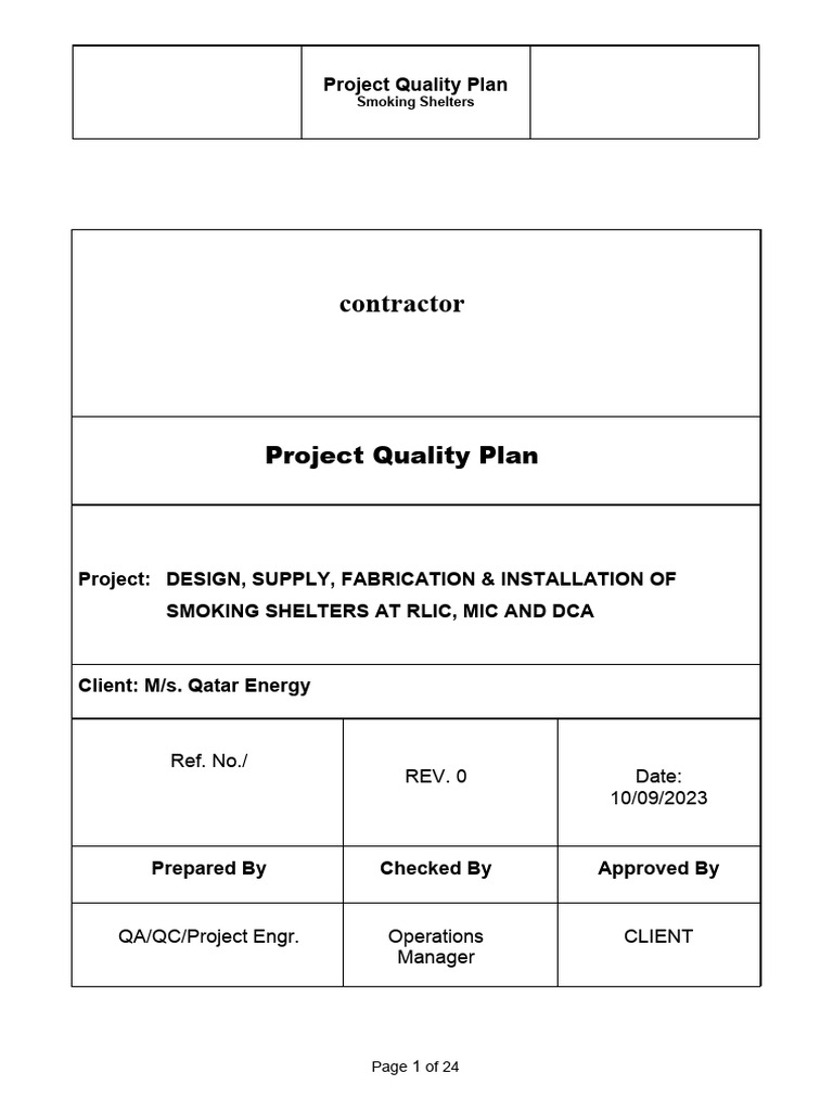 Project Quality Plan | Download Free PDF | Quality Assurance | Audit