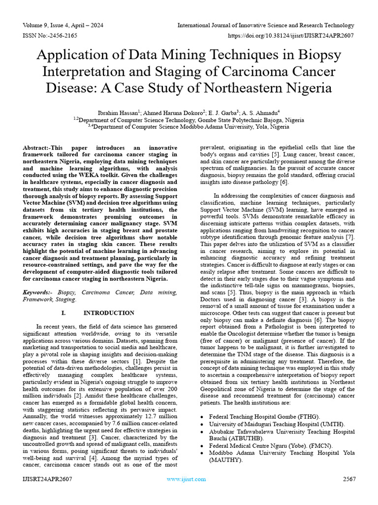 Application of Data Mining Techniques in Biopsy Interpretation and ...