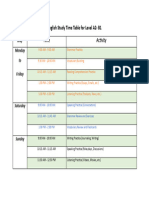 English Study Time Table For Level A2