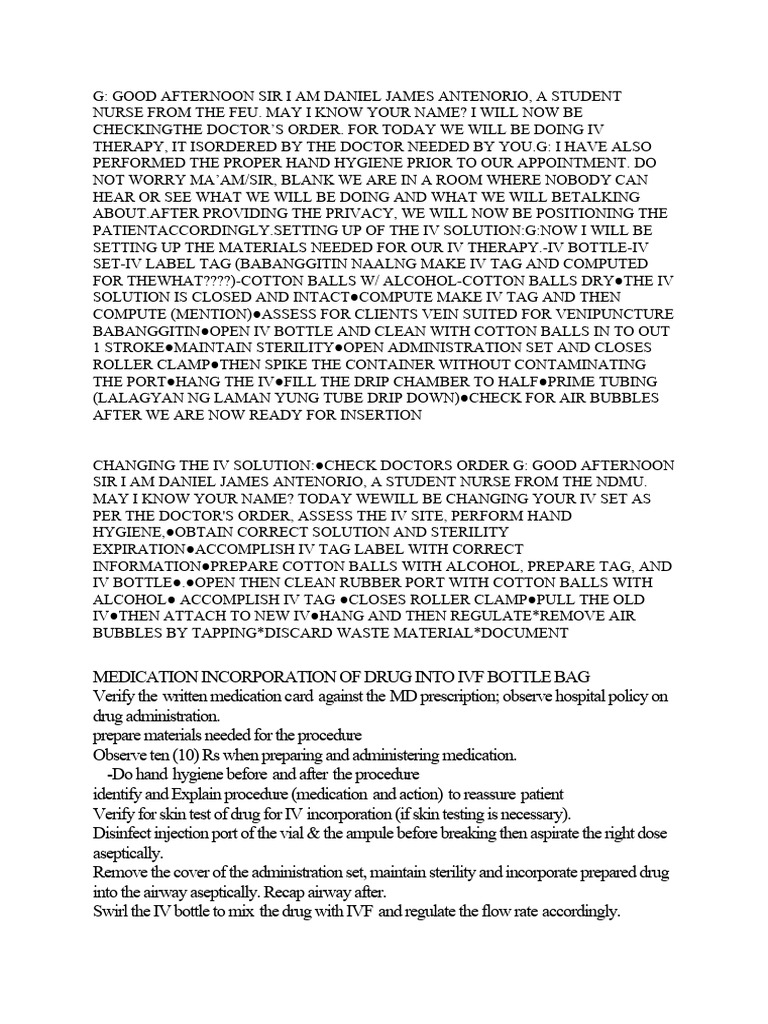 RD Script iVF | PDF | Intravenous Therapy | In Vitro Fertilisation