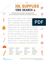 School Supplies Word Search